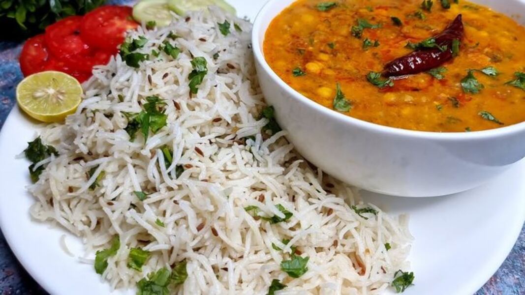 Dhaba Style Dal Tadka and Jeera Rice